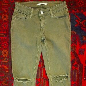 LEVI 535 SIZE 26 SKINNY JEAN OLIVE DRAB GREEN